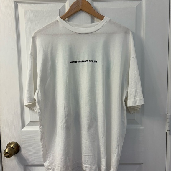 Zara White Short Sleeve Tee with Text - Picture 1 of 3